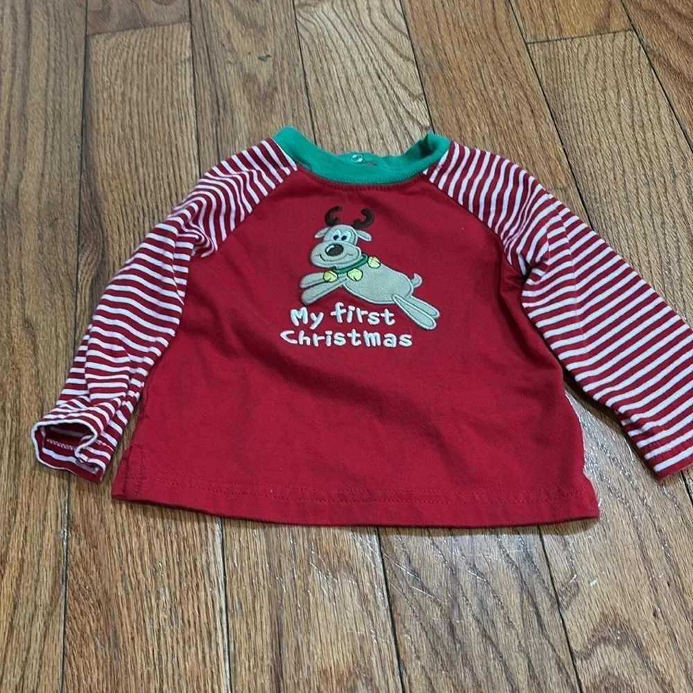 6-9 months “My First Christmas first Christmas” outfit- pants and long sleeve